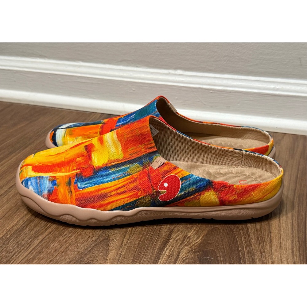 UIN Color Zone Mens Abstract Oil Painting Print Slipper Mules Clogs Sz 11